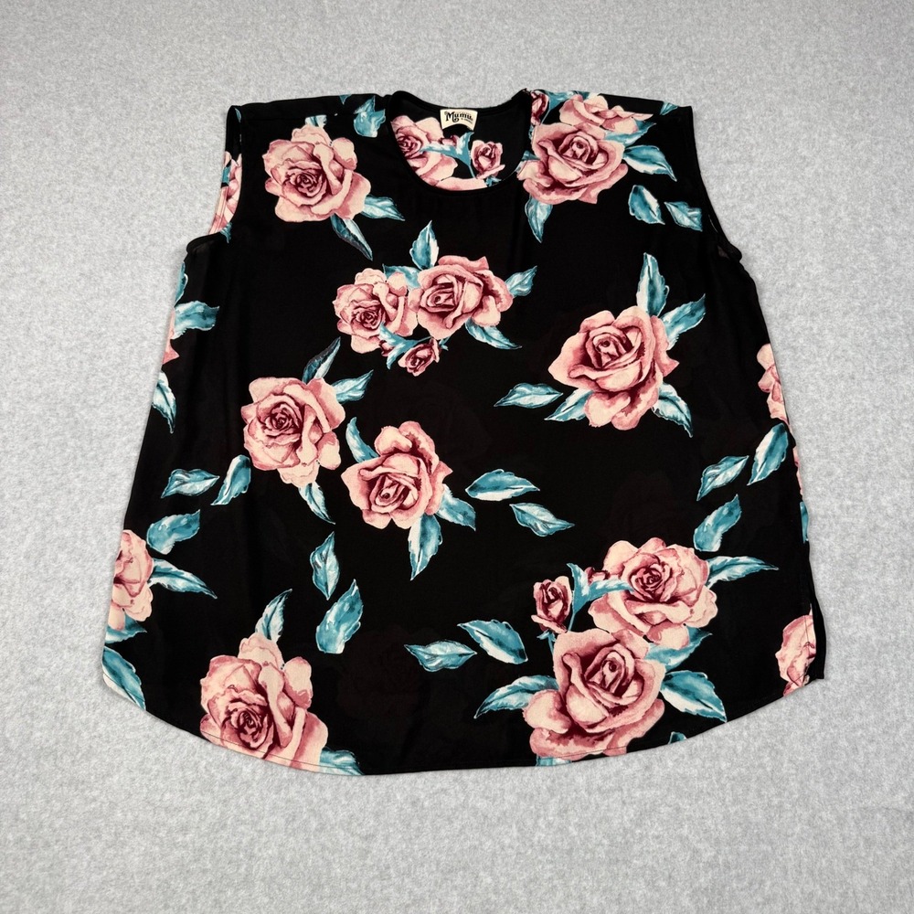 Show Me Your Mumu Faith Tunic Oversized Cottagecore Top XS Black Pink Floral